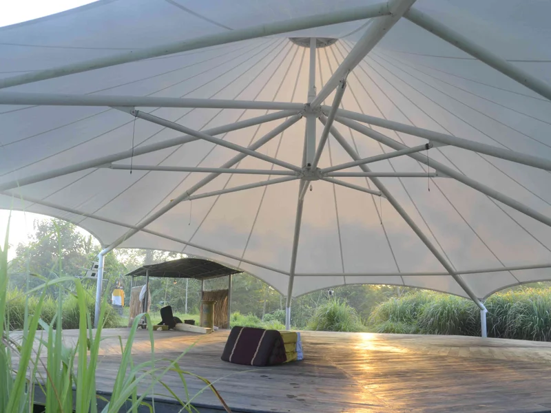 Meditation octagon bale pavilion