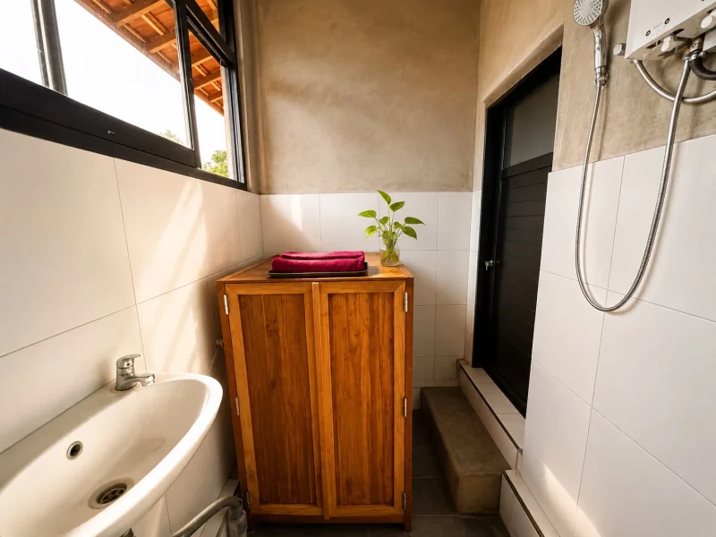 Ayurvedic Steam Box (Swedana) and private washroom facilities for treatment guests
